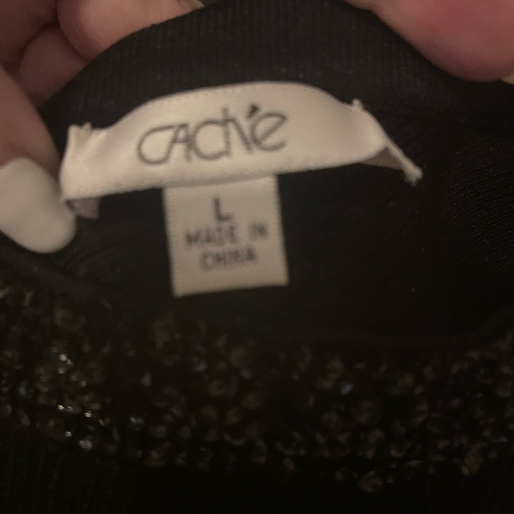 Cache Black And Beaded Top. - image 2